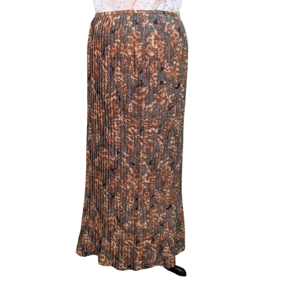Gruppo Americano collection knife-pleat wool maxi wrap skirt sz 14